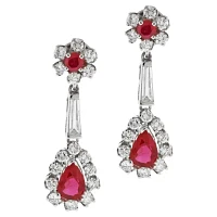 Diamond and Ruby Drop Earrings