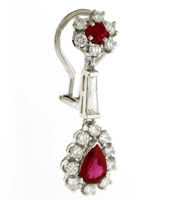 Diamond and Ruby Drop Earrings