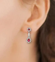 Diamond and Ruby Drop Earrings