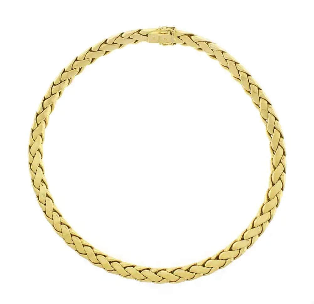 18kt Gold Domed Herringbone Necklace Made By Abel and Zimmerman for Pampillonia