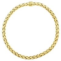 18kt Gold Domed Herringbone Necklace Made By Abel and Zimmerman for Pampillonia