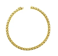 18kt Gold Domed Herringbone Necklace Made By Abel and Zimmerman for Pampillonia