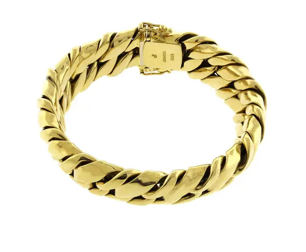 18kt Gold Woven Bracelet Made by Abel & Zimmerman for Pampillonia Jewelers