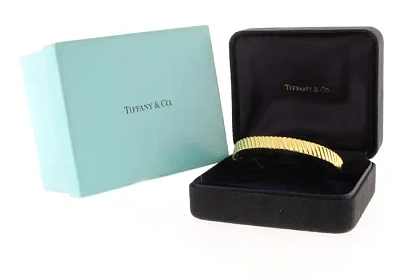 Tiffany & Co. 18K Yellow Gold Ribbed Cuff Bracelet