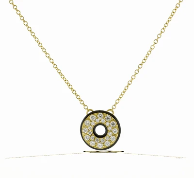 Diamond and Enamel Circle Necklace