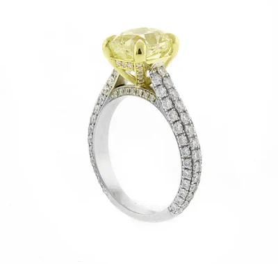 Natural Yellow Cushion Cut Diamond Solitaire Ring