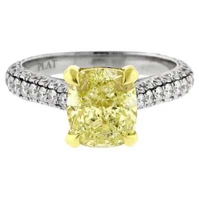 Natural Yellow Cushion Cut Diamond Solitaire Ring