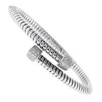 Wide Bypass White Gold Tubogas Bracelet