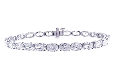 11.50 Carat White Gold Oval Diamond Tennis Bracelet