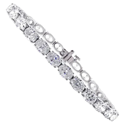 11.50 Carat White Gold Oval Diamond Tennis Bracelet