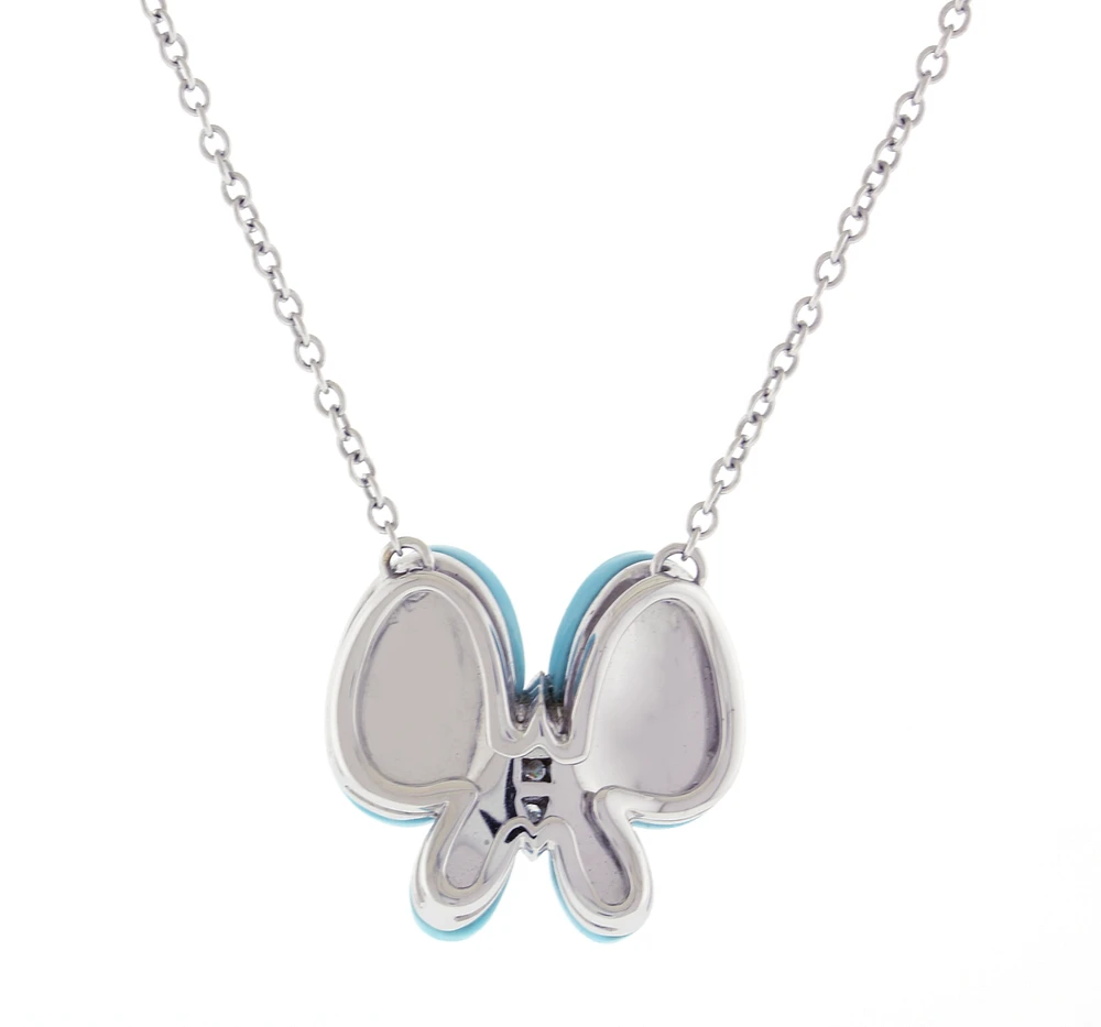 Turquoise Butterfly and Diamond Necklace