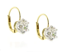 Old Mine Cut Diamond Earrings in 18 Karat Yellow Gold