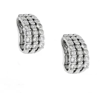 Three Row Diamond Hoop Earrings by Gemveto for Pampillonia