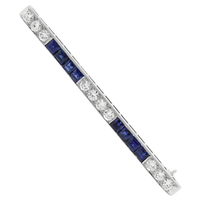 Tiffany & Co. Art Deco Sapphire and Diamond Bar Pin