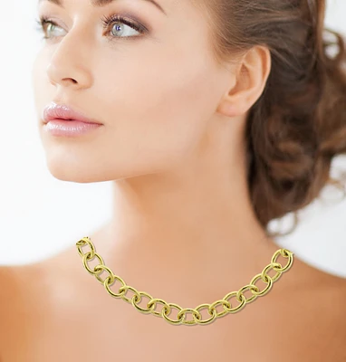 Elizabeth Locke 19kt Gold Oval Link Volterra Necklace