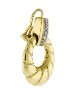 Black, Starr & Frost 18K Yellow Gold and Diamond Doorknocker Earrings