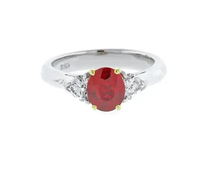 Mouawad Gem Burma Ruby and Diamond Three Stone Ring