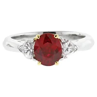 Mouawad Gem Burma Ruby and Diamond Three Stone Ring