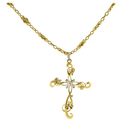 Art Nouveau Cross with Diamonds