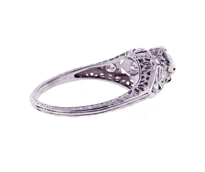 Platinum Filigree Ring with 0.81ct OEC Diamond