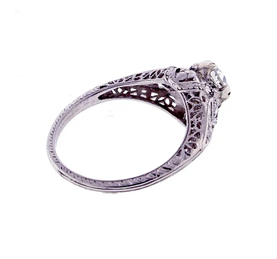Platinum Filigree Ring with 0.81ct OEC Diamond
