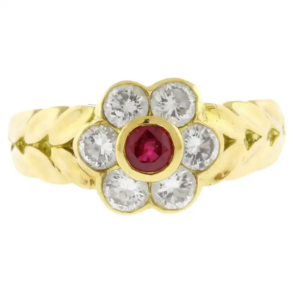 Van Cleef & Arpels Ruby and Diamond Cluster Ring