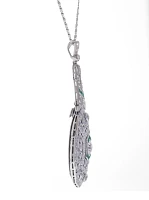 Art Deco Platinum Diamond & Emerald Locket Pendant