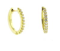 18 karat mini diamond hoop earrings