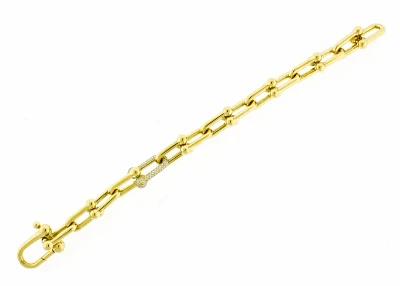 Tiffany & Co. Hardware Yellow Gold Large Link Bracelet with Diamonds
