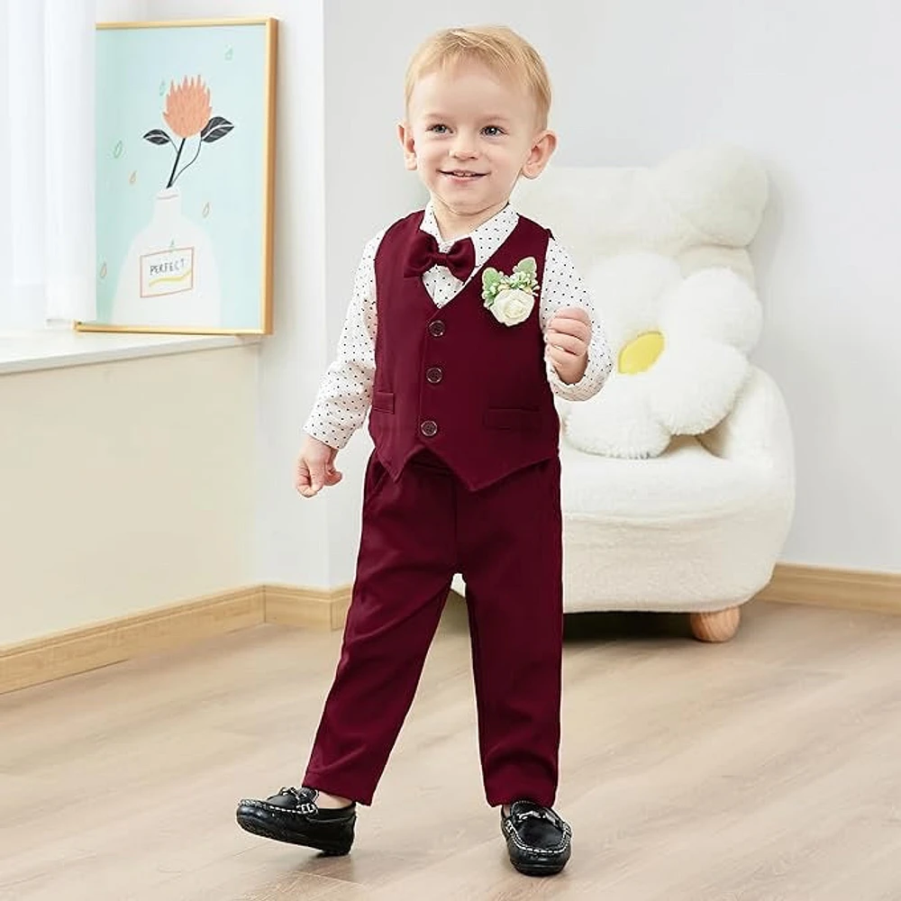 Paparazzi Burgundy Boys 5 pc Vest Set