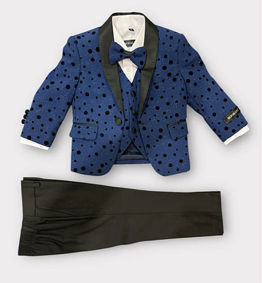 Ronaldo 5 pcRoyal Blue / Poka Dots  Suit