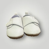 Boys Baby White Christening Italian Velcro Shoes