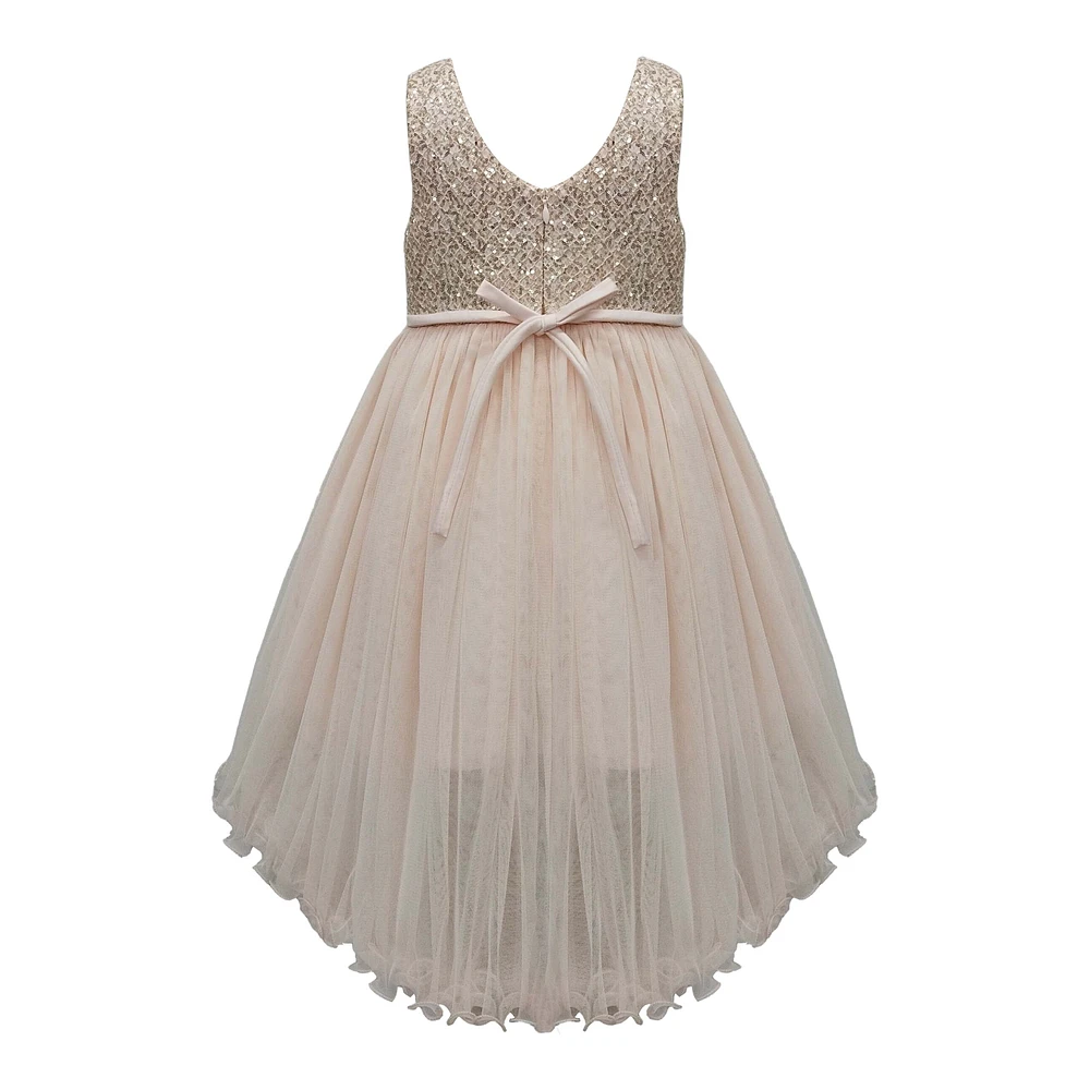 Champagne Full Layered Ruffle Dress