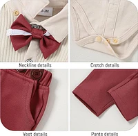 Paparazzi Burgundy/Cream Boys 5 pc Vest Set