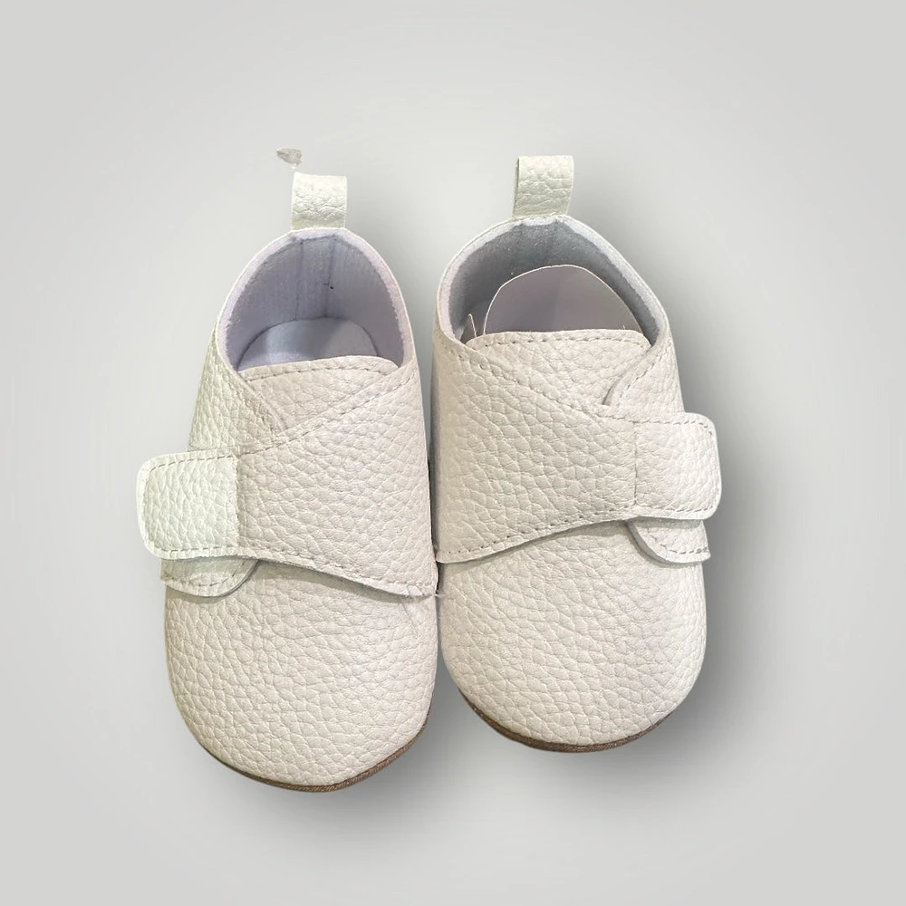 Boys Baby White Christening Italian Velcro Shoes