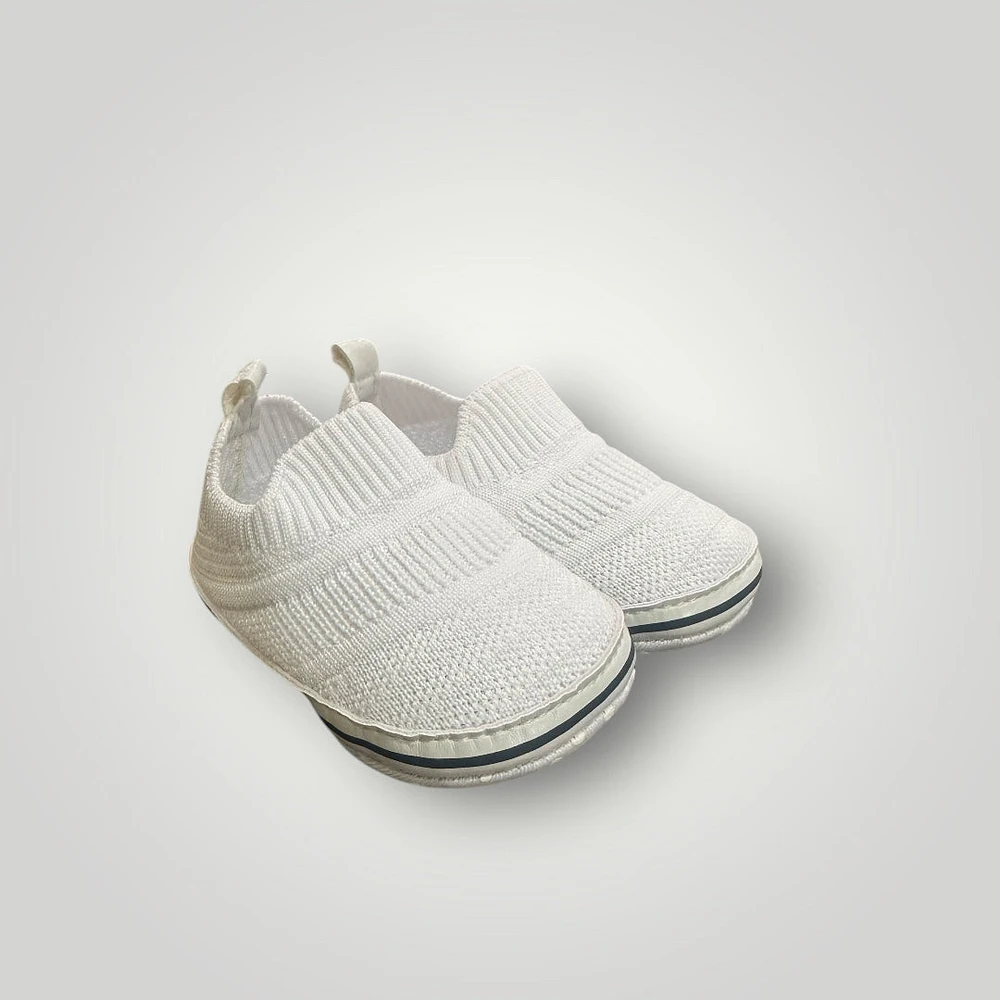 Boys Baby White Christening Knited Slip Ons