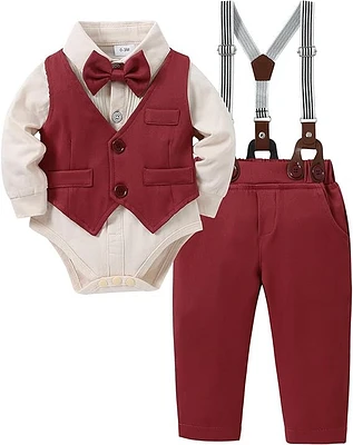 Paparazzi Burgundy/Cream Boys 5 pc Vest Set