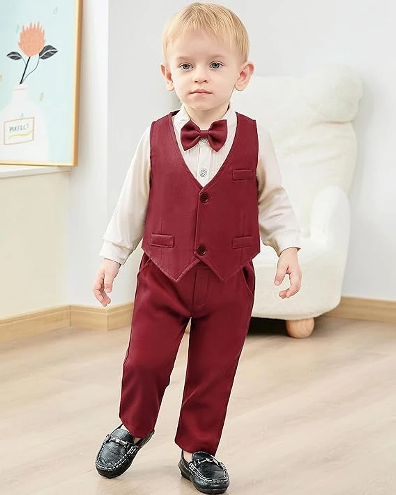 Paparazzi Burgundy/Cream Boys 5 pc Vest Set