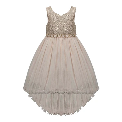 Champagne Full Layered Ruffle Dress