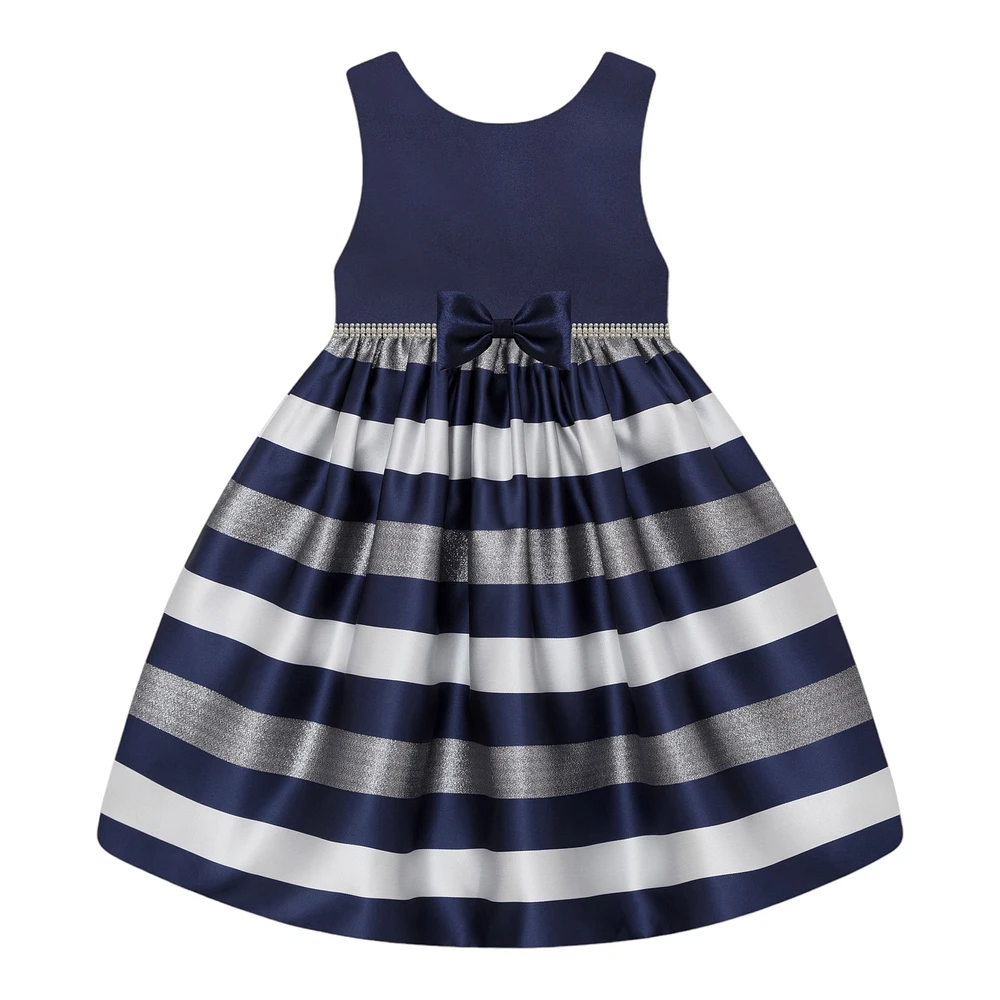 Paparazzi Designer Navy and Silver Stripe Dress