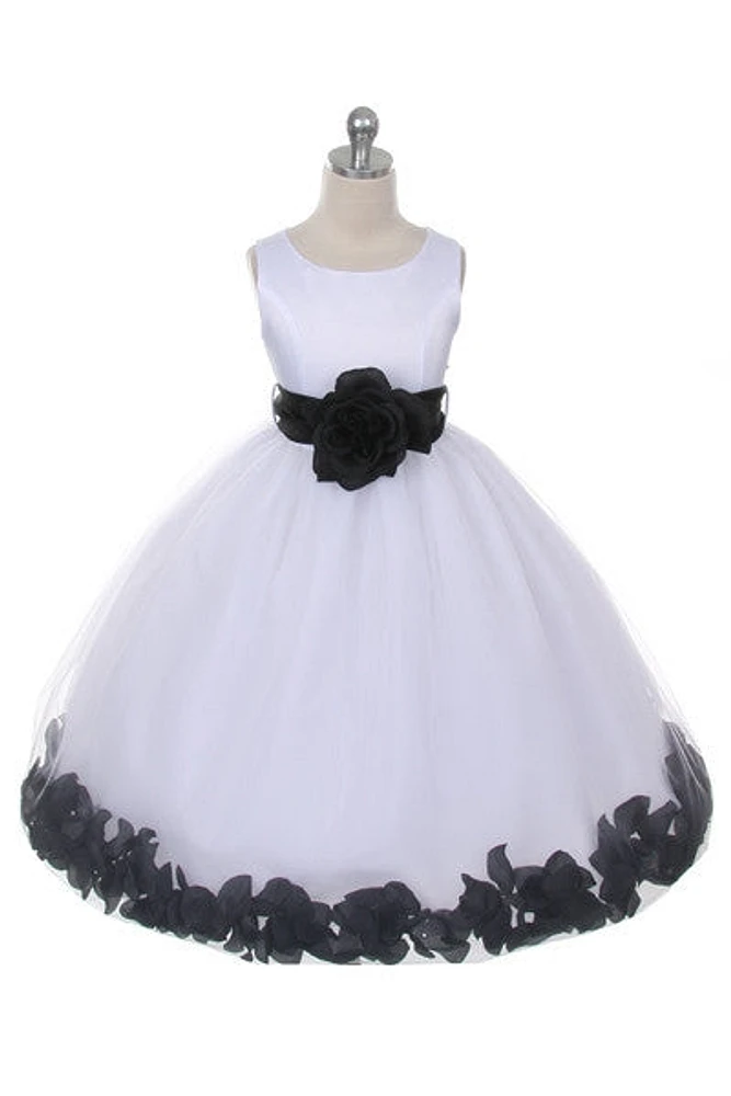Ashley Dress with Black Petals and Sash