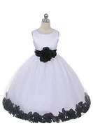 Ashley Dress with Black Petals and Sash