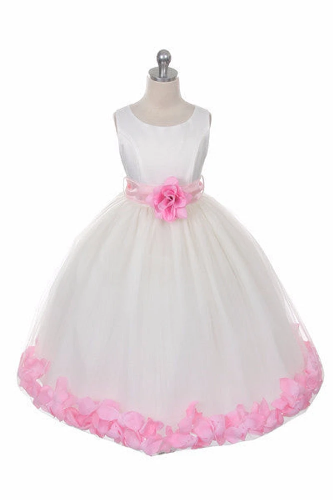 Ashley Dress with Pink Petals and Sash