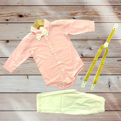 Paparazzi Pink/White Boys 4 pc Suspender Set