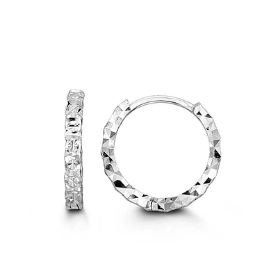 14MM Huggies Hoop Earrings in 10kt White Gold