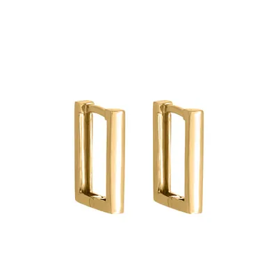 13.7MM Rectangle Huggies Hoop Earrings in 10kt Yellow Gold