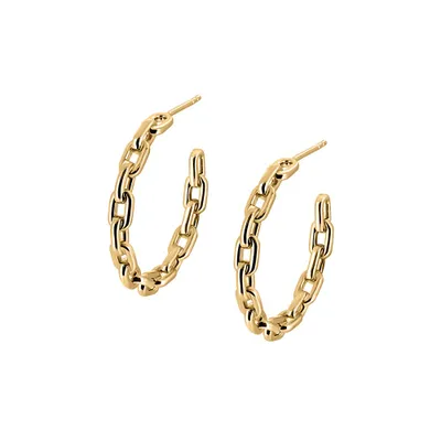 30mm Dr Jody Connection Collection Hoop Earrings Gold Plated Sterling Silver