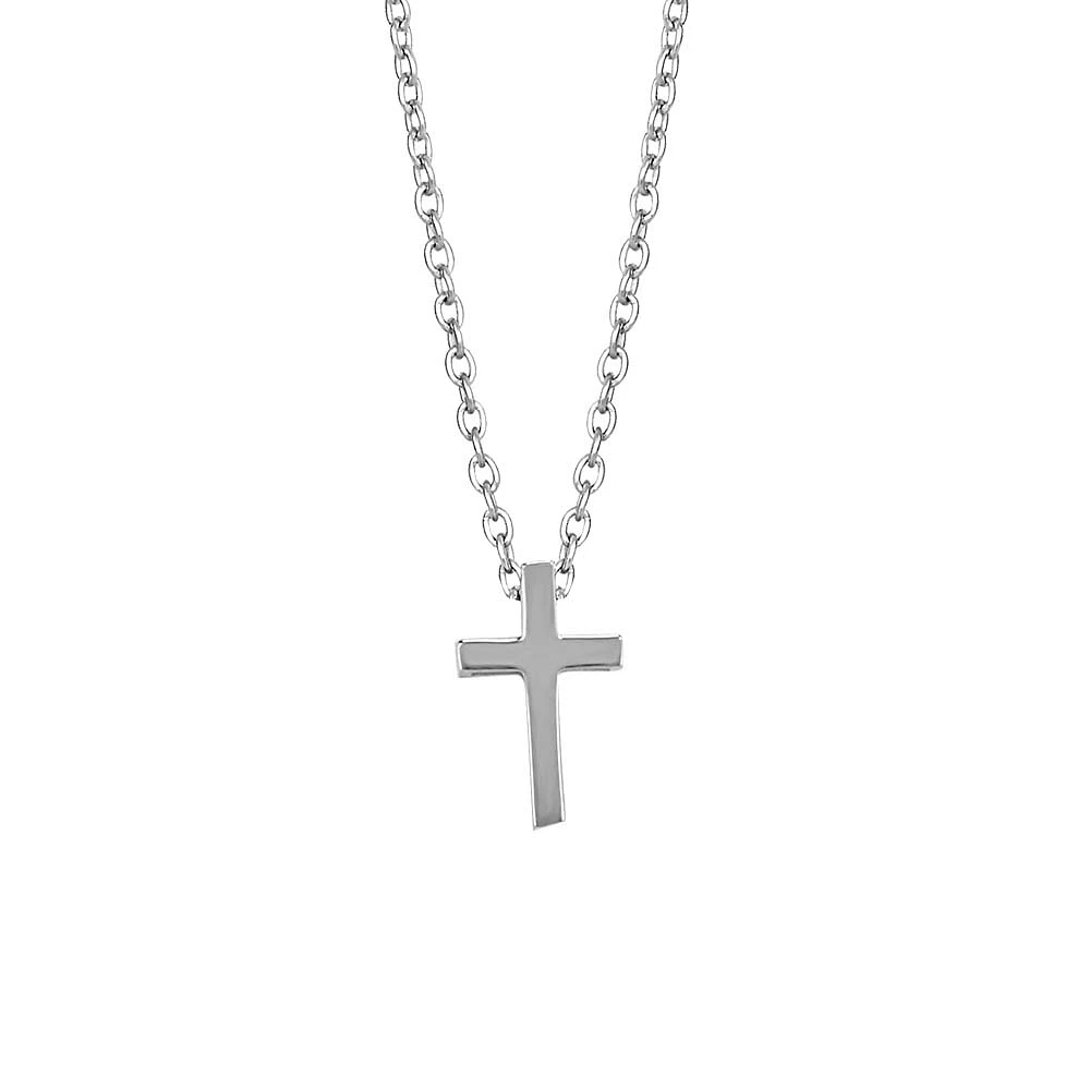 16″-18″ Mini Cross Necklace in 10kt White Gold
