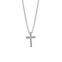 16″-18″ Mini Cross Necklace in 10kt White Gold