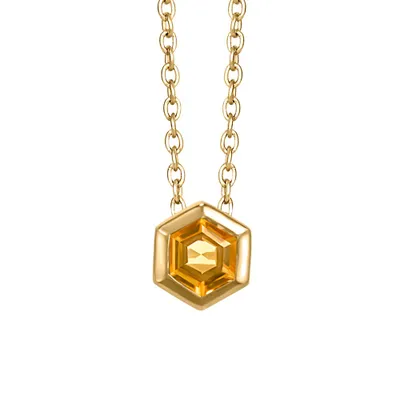 Resilience Hope Pendant with Citrine Gold Plated Sterling Silver Chain